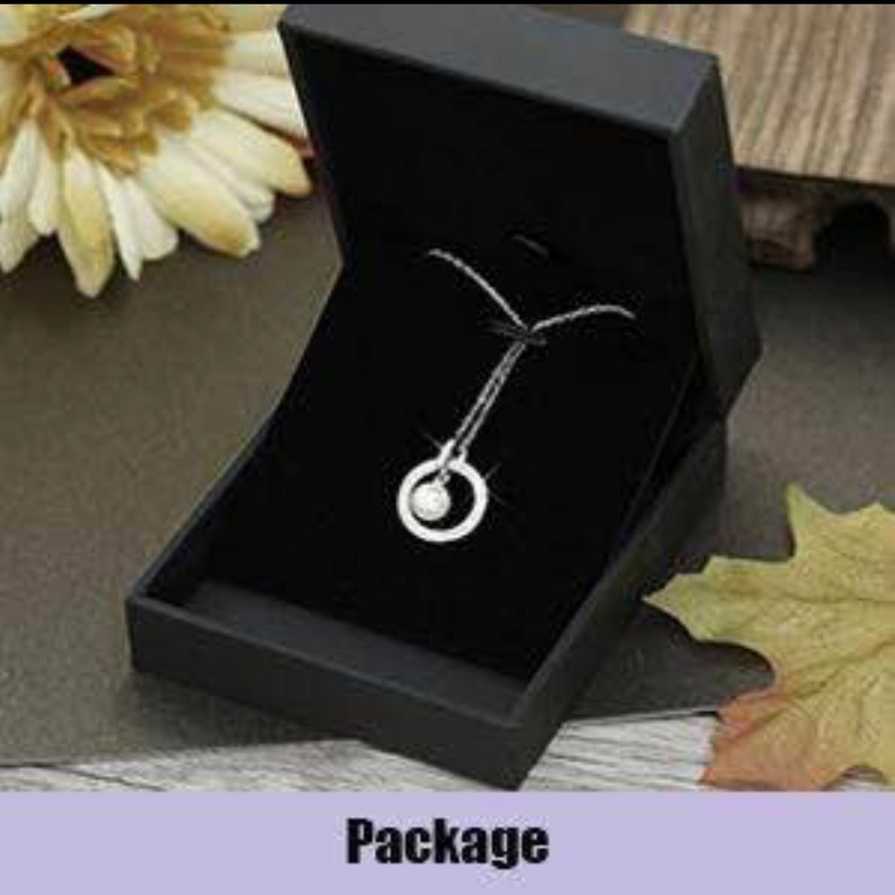 Circle Pearl Pendant Necklace for Women Silver crafted in 14k Gold Swarovski - Picture 11 of 12